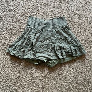 Army green smocking  skort.